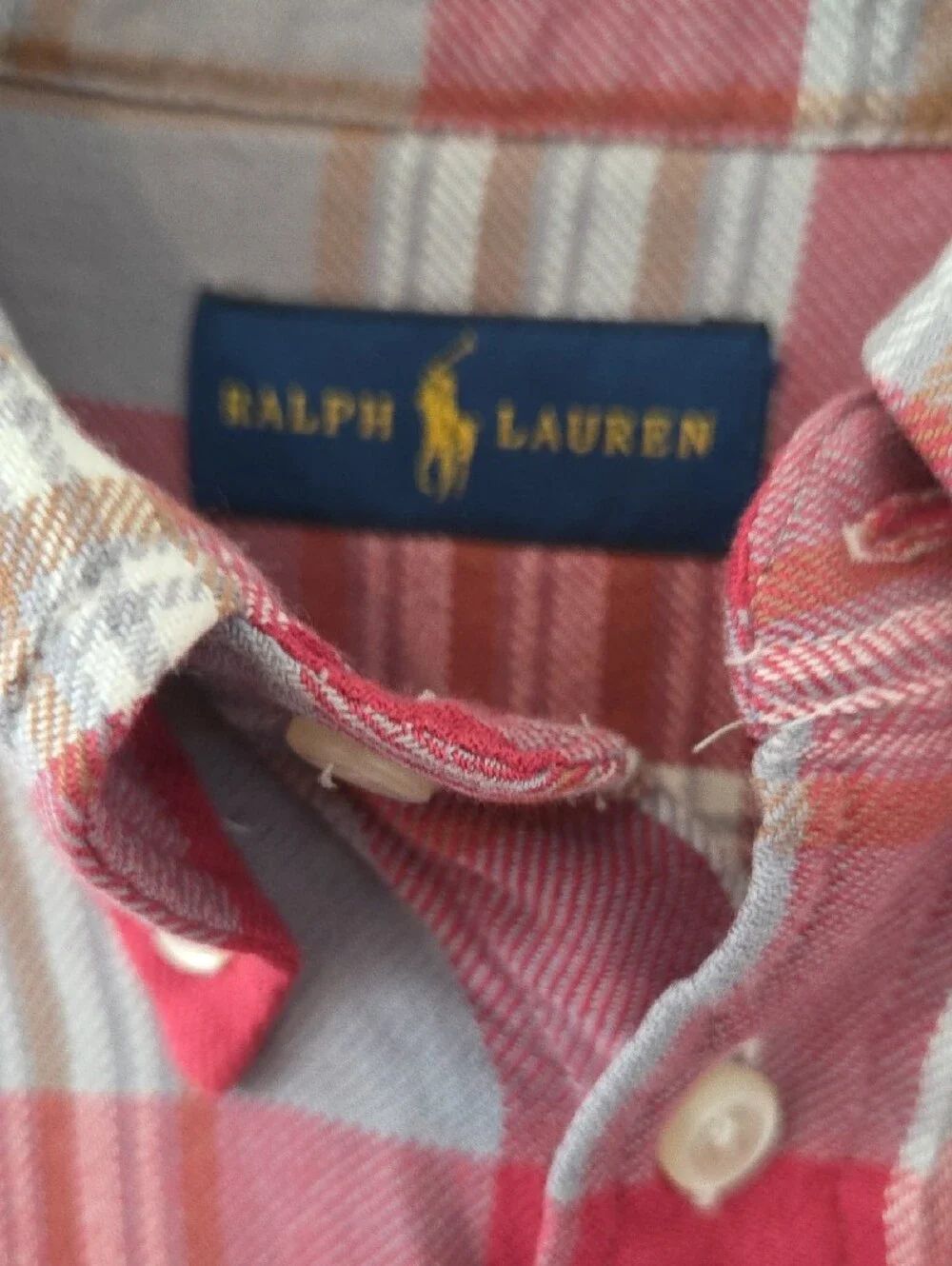 Polo by Ralph Lauren Pink and Gray Plaid Button-Down Shirt